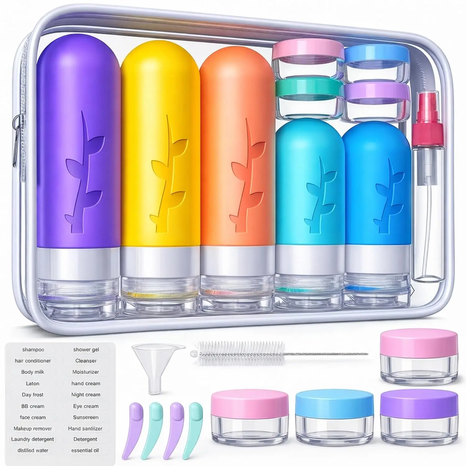 19 Pack Travel Bottles for Toiletries, TSA Approved Silicone Leakproof Containers, Refillable Shampoo and Conditioner Bottles
19 Pack Travel Bottles for Toiletries, TSA Approved Silicone Leakproof Containers, Refillable Shampoo and Conditioner Bottles