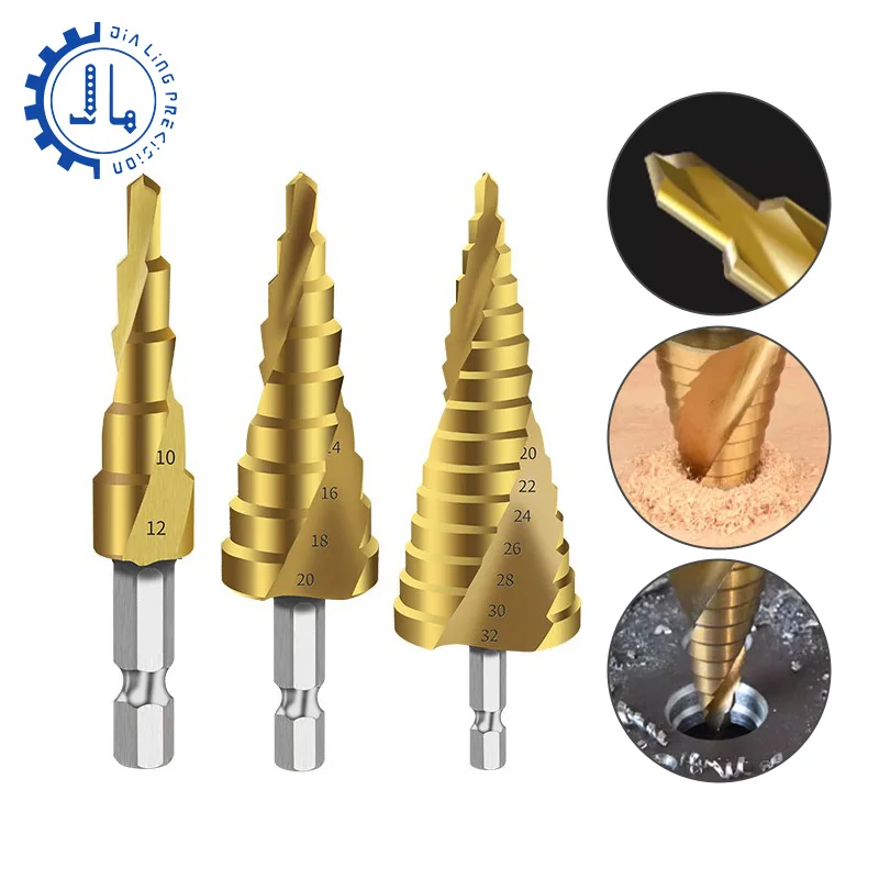 3Pcs Titanium Spiral Step Drill Bit Set 4-12mm 4-20mm 4-32mm for Metal Steel Wood Hex Step Hole Making Tool
3Pcs Titanium Spiral Step Drill Bit Set 4-12mm 4-20mm 4-32mm for Metal Steel Wood Hex Step Hole Making Tool