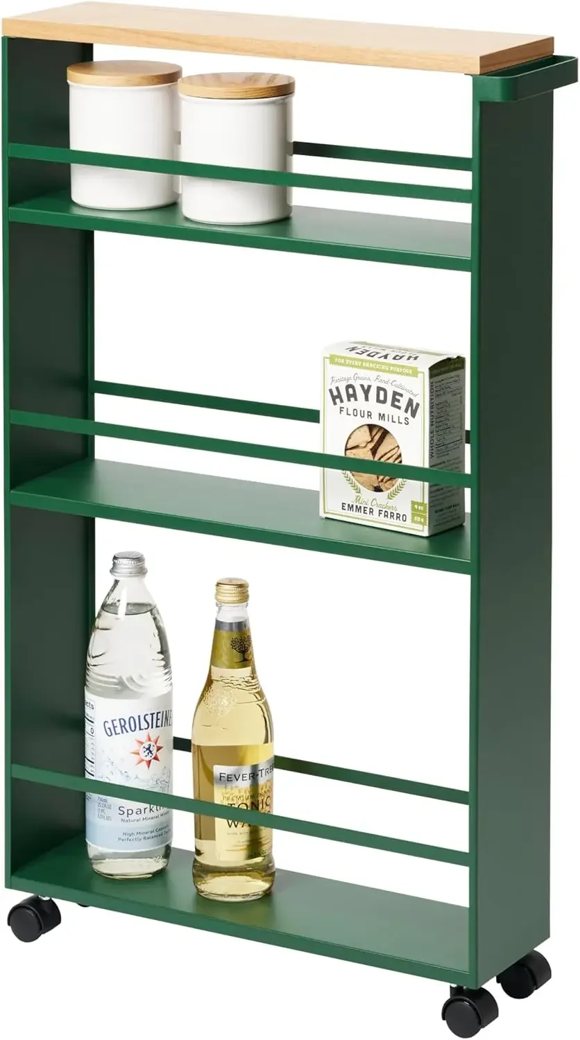 Home Rolling Slim Storage Three Tier Utility Cart with Handle, Space Saving for Kitchen | Steel, One Size, Forest Green
Home Rolling Slim Storage Three Tier Utility Cart with Handle, Space Saving for Kitchen | Steel, One Size, Forest Green