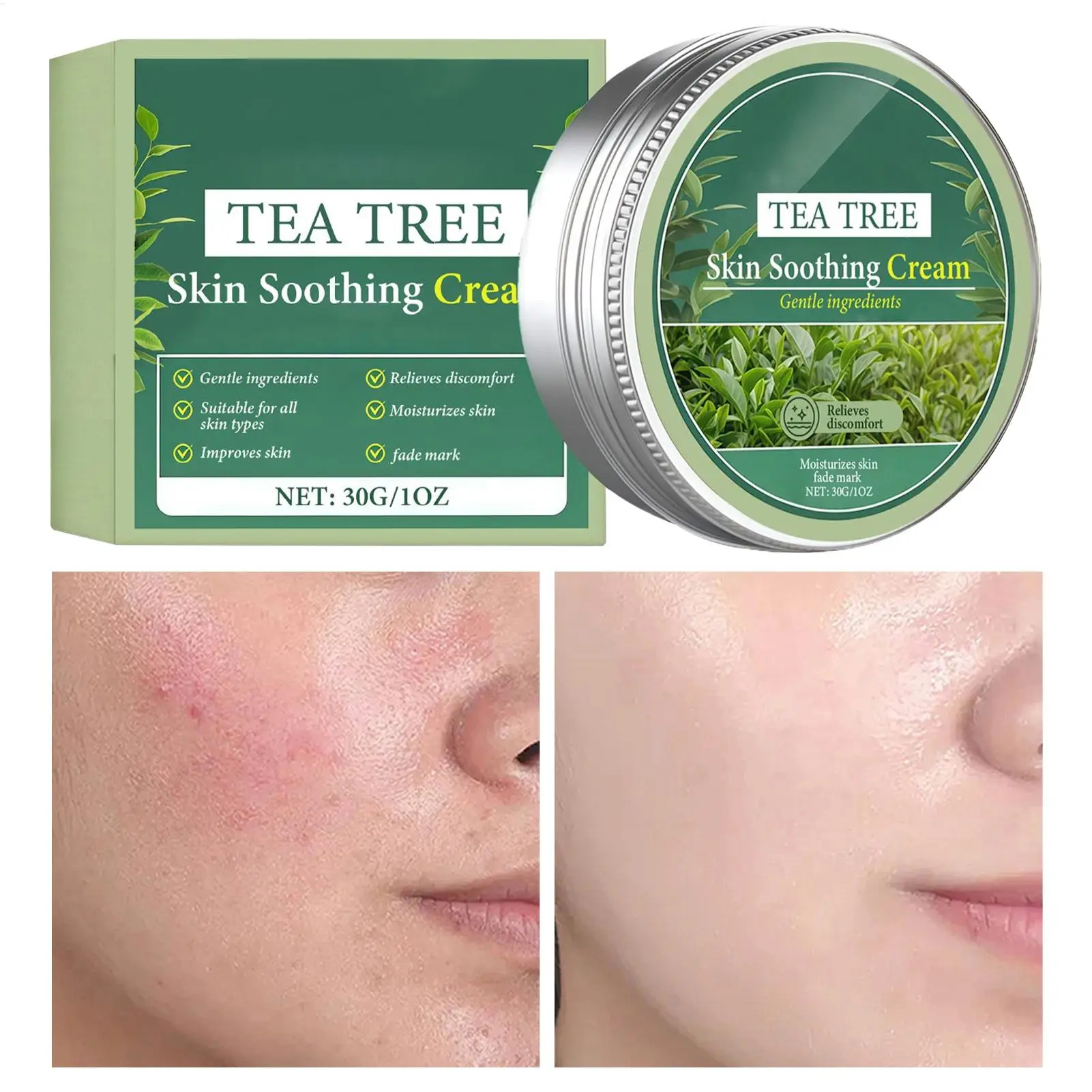 Redness Relief Tea Tree Cream Skin Soothing Hydrating Moisturizer Tea Tree Oil Anti-Aging And Freckle Removal Daily Facial cream
Redness Relief Tea Tree Cream Skin Soothing Hydrating Moisturizer Tea Tree Oil Anti-Aging And Freckle Removal Daily Facial cream