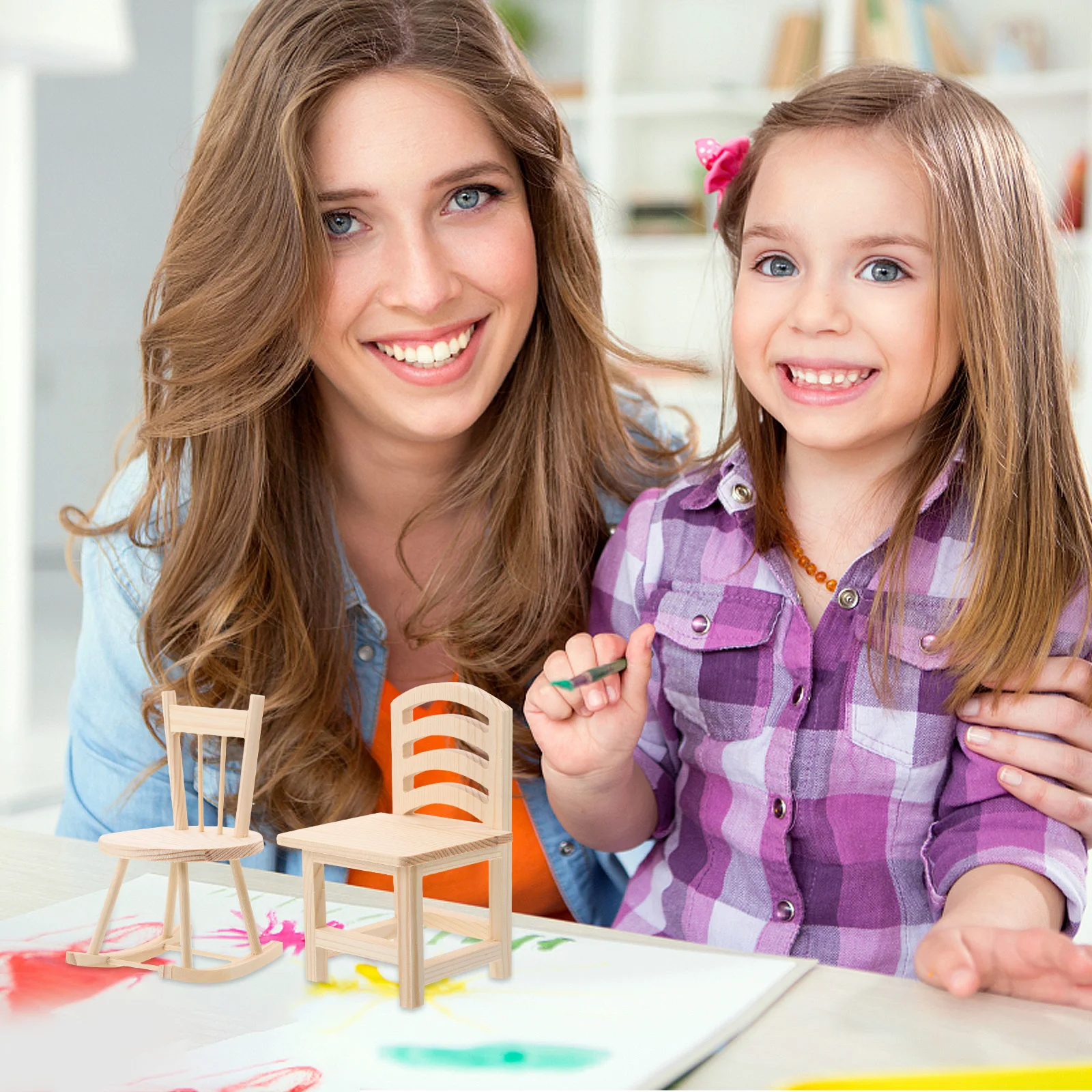 2 Pcs Accessories Mini Chair Child House Pine Wood Adorable Miniature Rocking-chair
2 Pcs Accessories Mini Chair Child House Pine Wood Adorable Miniature Rocking-chair