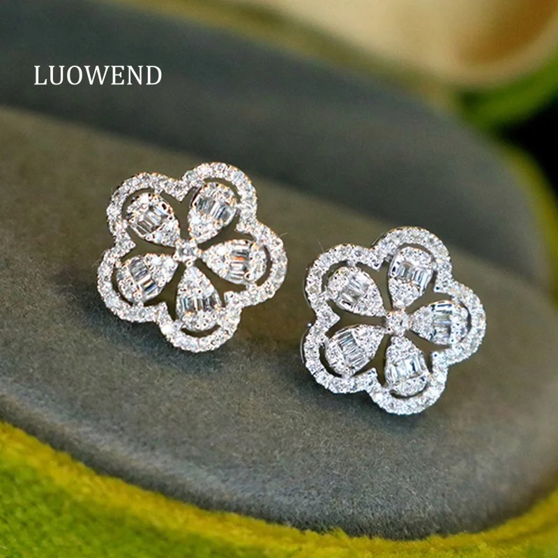 LUOWEND 100% 18K White Gold Earrings Romantic Flower Shape 0.32carat Real Natural Diamond Stud Earrings for Women Fine Jewelry
LUOWEND 100% 18K White Gold Earrings Romantic Flower Shape 0.32carat Real Natural Diamond Stud Earrings for Women Fine Jewelry