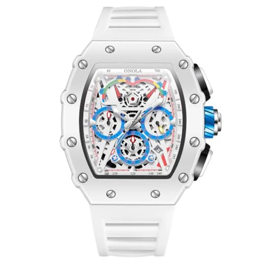 Fashion Hollowed Men Watches Tonneau Skeleton Dial Big Face 30M Water Resistant Chronograph Casual Watch with Silicone Strap Mu
Fashion Hollowed Men Watches Tonneau Skeleton Dial Big Face 30M Water Resistant Chronograph Casual Watch with Silicone Strap Mu