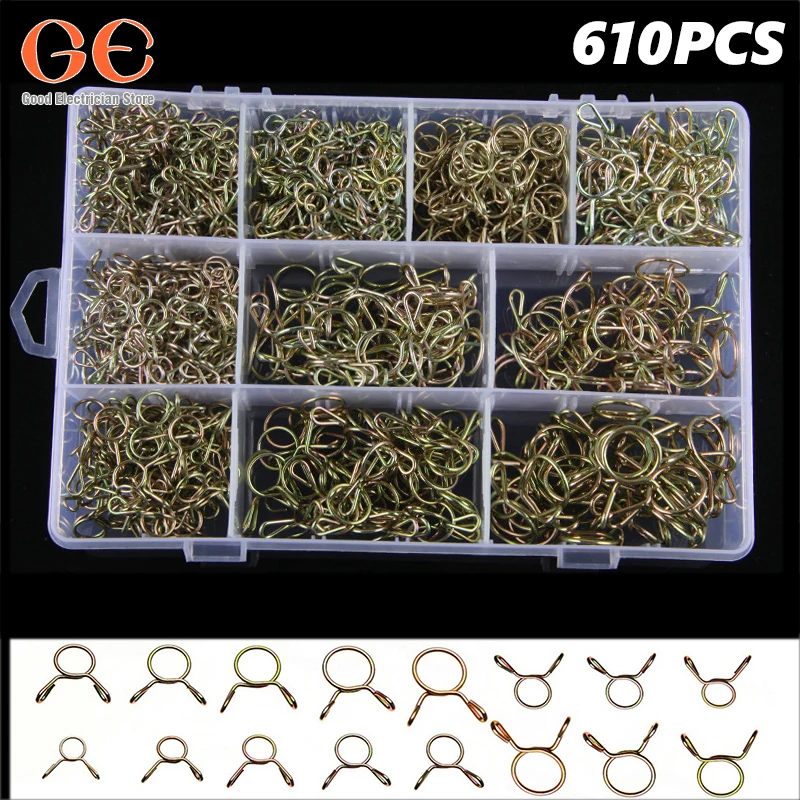 610Pcs Fuel Line Hose Clamps Metal Tubing Spring Clip Kit Oil Pipe Air Tube Clamps Set for Woodworking Tool with Box
610Pcs Fuel Line Hose Clamps Metal Tubing Spring Clip Kit Oil Pipe Air Tube Clamps Set for Woodworking Tool with Box