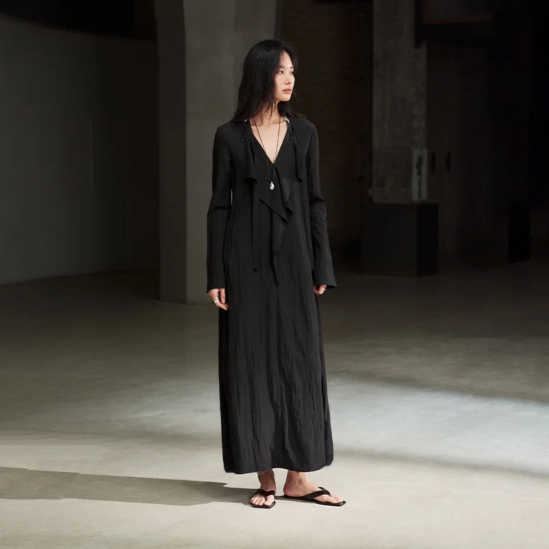 Black V-neck Puffy Sleeve Women's Dress Spring 2026 High Waist Gel Fiber Long Sleeve Loose Fit A-line Skirt Single Piece
Black V-neck Puffy Sleeve Women's Dress Spring 2026 High Waist Gel Fiber Long Sleeve Loose Fit A-line Skirt Single Piece