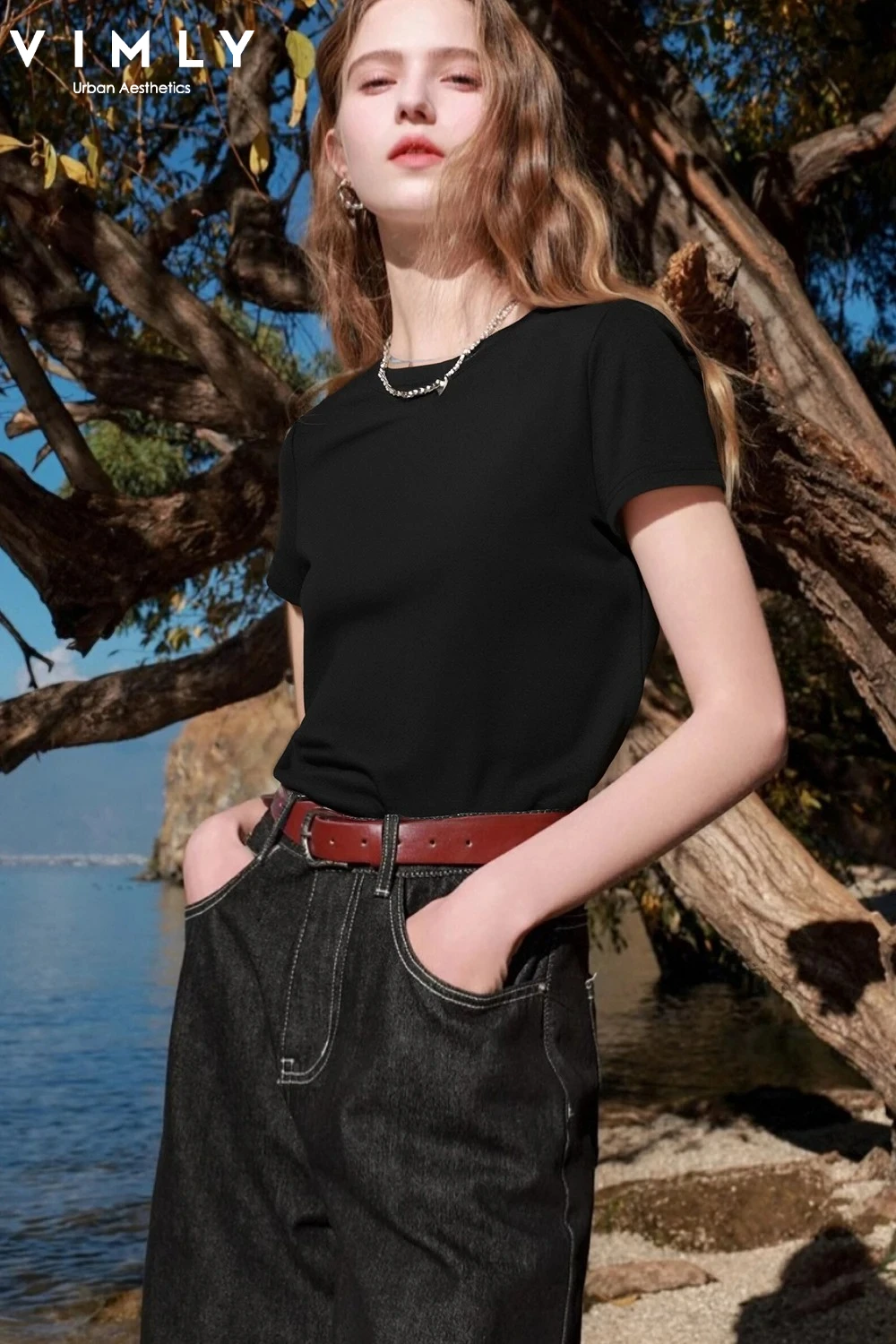 VIMLY Women Short Sleeve T-shirt 2026 Summer Simple Casual Loose New Solid Round Neck Pullover Fashion Tops Woman Clothing M9876
VIMLY Women Short Sleeve T-shirt 2026 Summer Simple Casual Loose New Solid Round Neck Pullover Fashion Tops Woman Clothing M9876