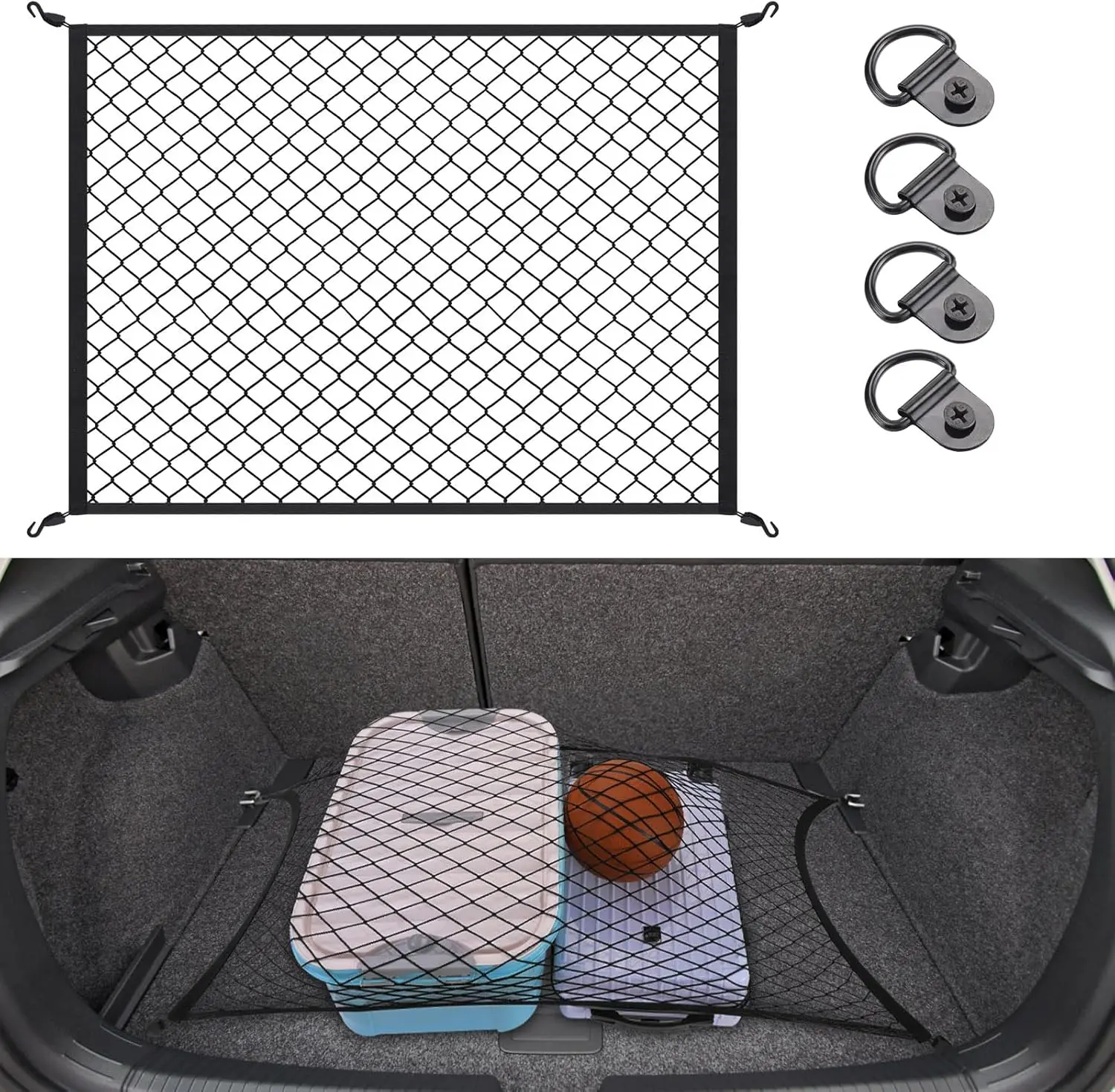 Elastic Cargo Net for SUV Truck Organizer with ABS Hooks, 39.3"x31.5" Stretch to 78.7"x63" Luggage Holder for Road Trip Camping
Elastic Cargo Net for SUV Truck Organizer with ABS Hooks, 39.3"x31.5" Stretch to 78.7"x63" Luggage Holder for Road Trip Camping