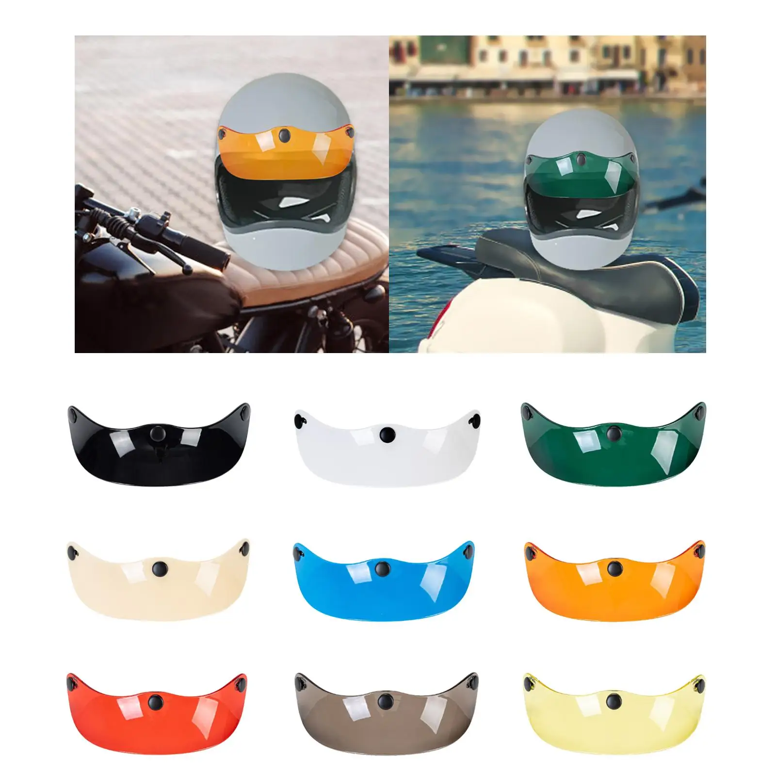 Helmet Visor Replace 3 Snap Lightweight Easy to Install Universal for 3/4 Helmets
Helmet Visor Replace 3 Snap Lightweight Easy to Install Universal for 3/4 Helmets