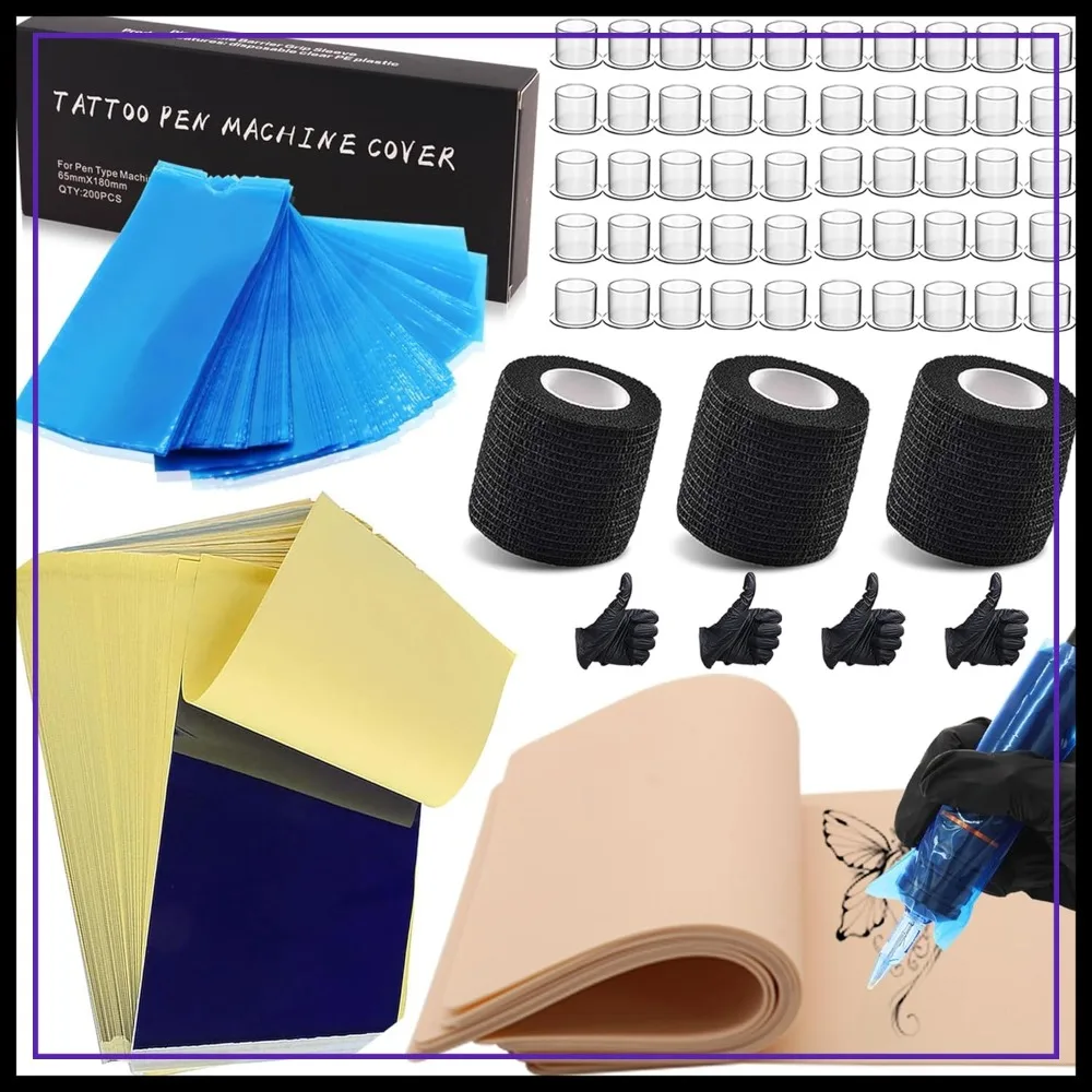 Complete 66pcs Tattoo Fake Skin Practice Kit with Transfer Paper, Machine Pen Covers, Ink Cups & Grip Tapes for Beginners & Studio
Complete 66pcs Tattoo Fake Skin Practice Kit with Transfer Paper, Machine Pen Covers, Ink Cups & Grip Tapes for Beginners & Studio