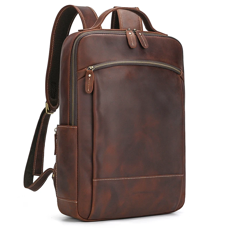 Vintage Men's Crazy Horse Leather Backpack Genuine Large Retro Rucksack Classic Travel Bag with Laptop Compartment
Vintage Men's Crazy Horse Leather Backpack Genuine Large Retro Rucksack Classic Travel Bag with Laptop Compartment