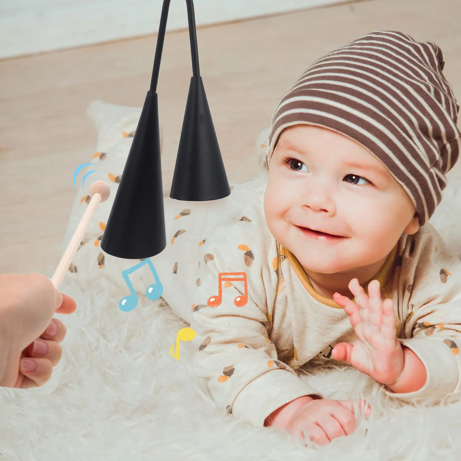 Double Horn Metal Agogo Bells 26x6x4cm Black Wooden Striker Kids Musical Instrument Classroom Home Durability Coordination 
Double Horn Metal Agogo Bells 26x6x4cm Black Wooden Striker Kids Musical Instrument Classroom Home Durability Coordination