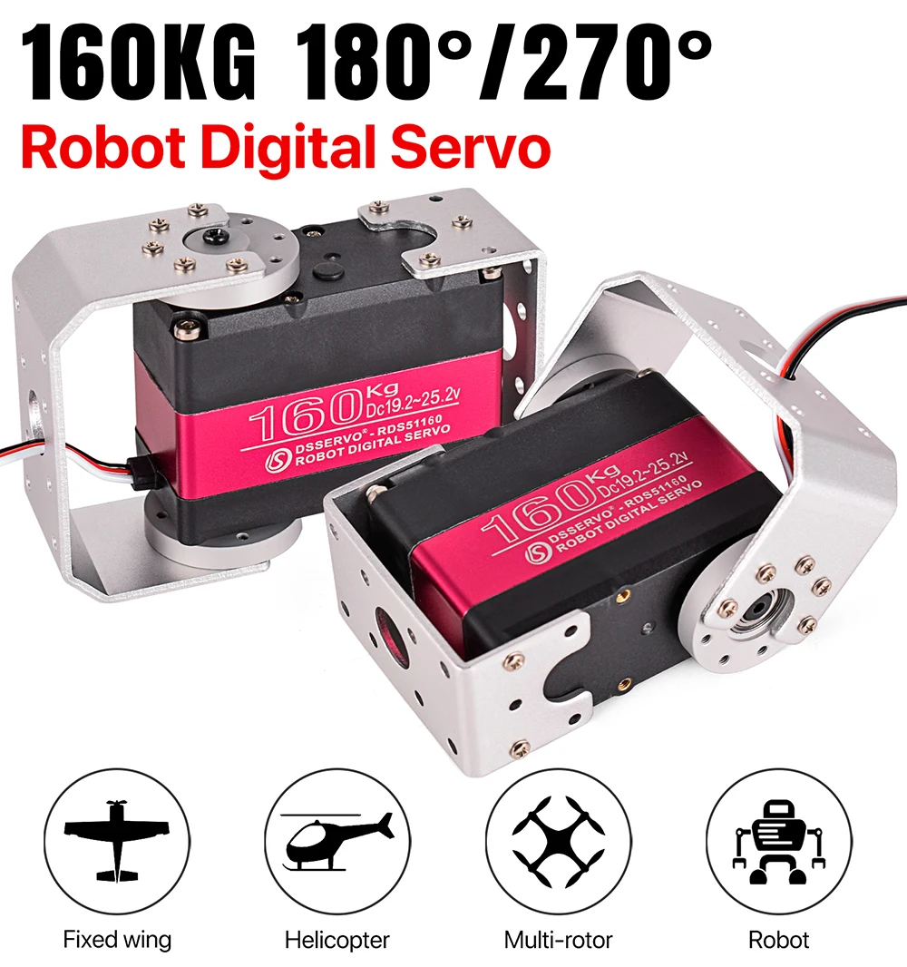 9IMOD RC Digital Servo DS51160/RDS51160 160KG 24V Standard Servo 180° /270° High Torque Servo for FPV Drone Car Robot
9IMOD RC Digital Servo DS51160/RDS51160 160KG 24V Standard Servo 180° /270° High Torque Servo for FPV Drone Car Robot
