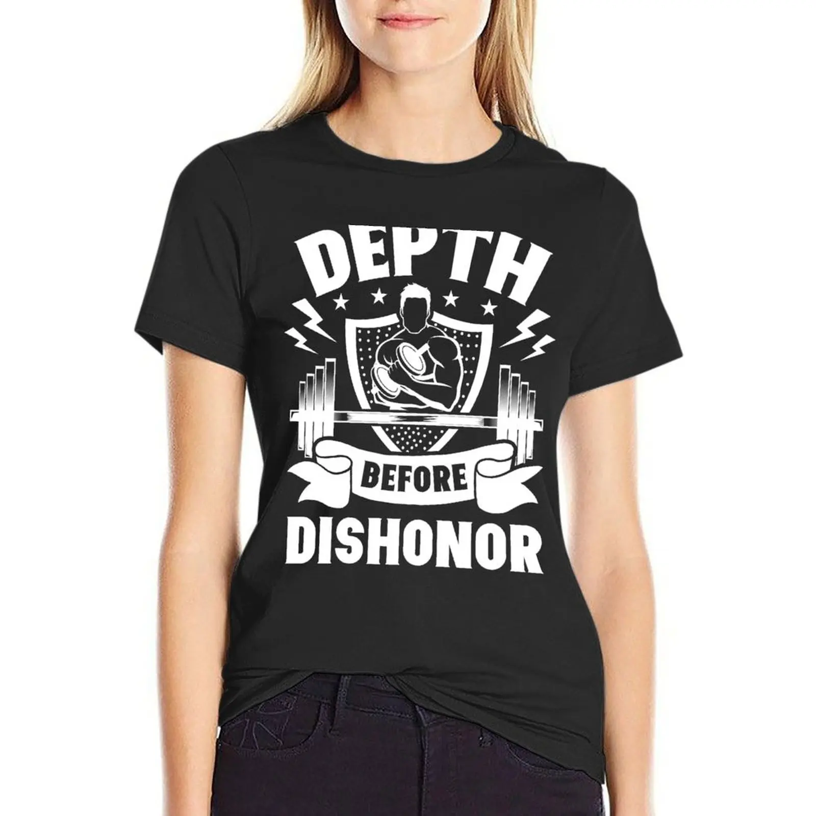 Depth Before Dishonor Gym Wear T-Shirt Blouse hippie clothes t-shirts for Women loose fit
Depth Before Dishonor Gym Wear T-Shirt Blouse hippie clothes t-shirts for Women loose fit