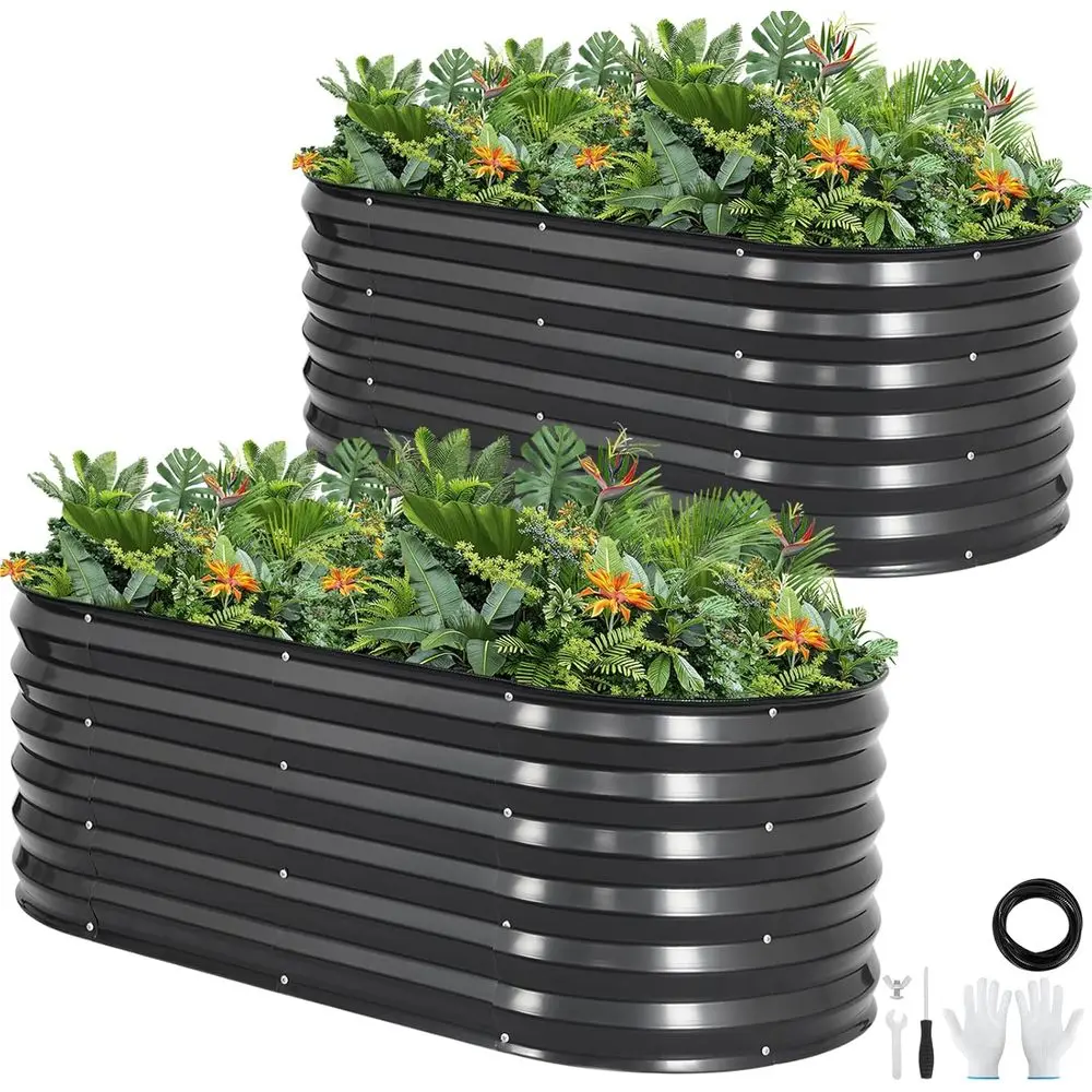 Outdoor Galvanized Raised Garden Beds - 17'' Tall Planter Boxes for Deep Root Plants, 2-Piece Set
Outdoor Galvanized Raised Garden Beds - 17'' Tall Planter Boxes for Deep Root Plants, 2-Piece Set