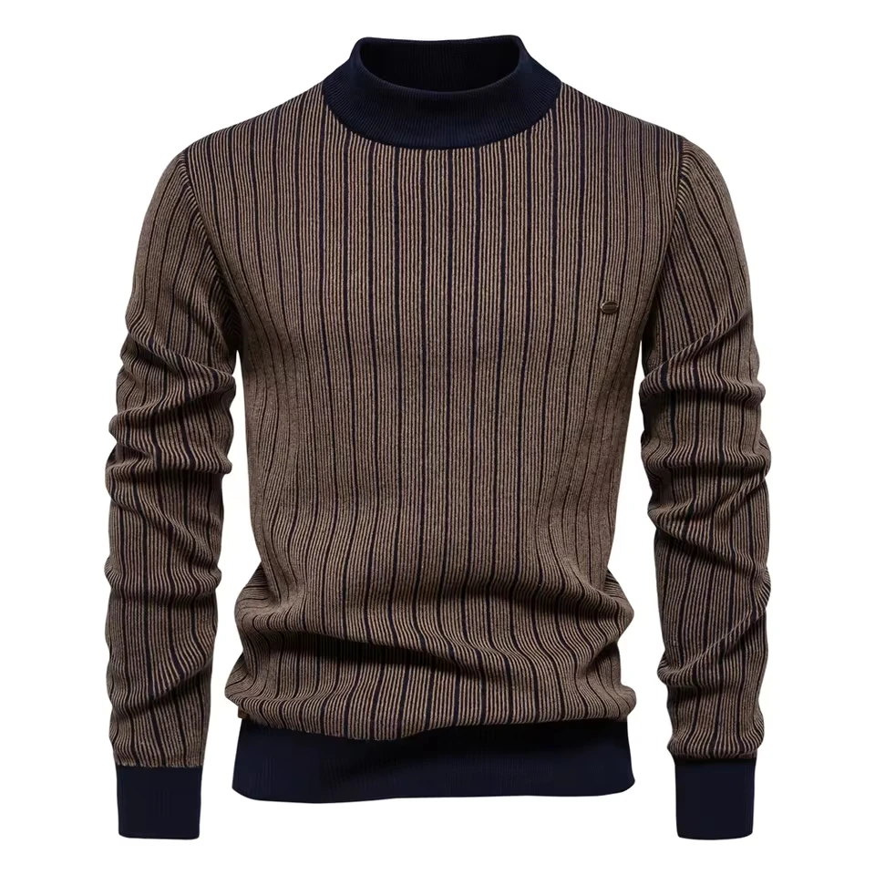New Fashion Autumn Winter Men's Half High Collar Long Sleeve Slim Striped Casual Trendy Knitted Sweaters Male Pullovers Clothes
New Fashion Autumn Winter Men's Half High Collar Long Sleeve Slim Striped Casual Trendy Knitted Sweaters Male Pullovers Clothes