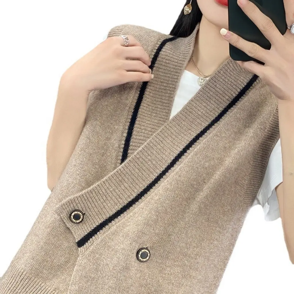 Women's Knitted Vest V-Neck Loose Fit Fashion Layered Top for Spring & Fall Style Lazy Sweater
Women's Knitted Vest V-Neck Loose Fit Fashion Layered Top for Spring & Fall Style Lazy Sweater
