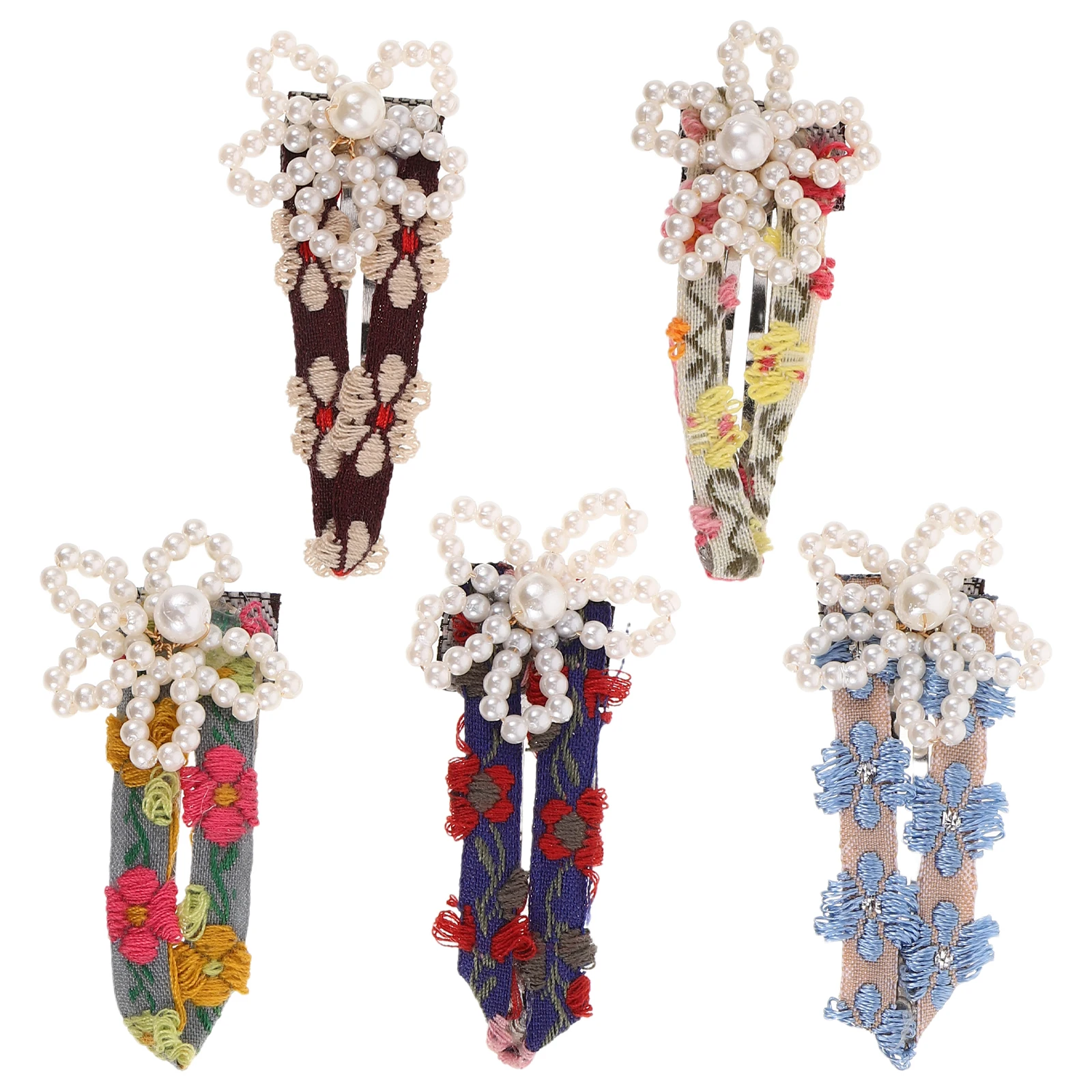 5pcs Pearl Embroidered Flower Hair Accessories Vintage Clips for Women Cute Hairpins Black Brown Blue White Green
5pcs Pearl Embroidered Flower Hair Accessories Vintage Clips for Women Cute Hairpins Black Brown Blue White Green