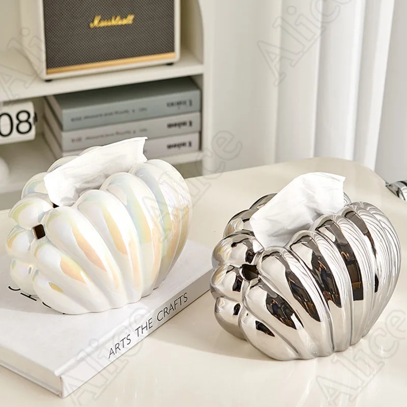 Cream Style Ceramic Shell Tissue Box Bedroom Desktop Paper Towel Holder Ornament Modern Creative Dining Table Decor Tissue Boxes
Cream Style Ceramic Shell Tissue Box Bedroom Desktop Paper Towel Holder Ornament Modern Creative Dining Table Decor Tissue Boxes
