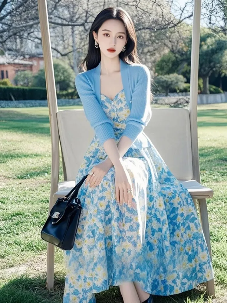 Spring Season Women's Floral Knit Top And Skirt Set plus Size MM Anti-Aging Small Fragrance Style Blue Knitted Dress Code
Spring Season Women's Floral Knit Top And Skirt Set plus Size MM Anti-Aging Small Fragrance Style Blue Knitted Dress Code