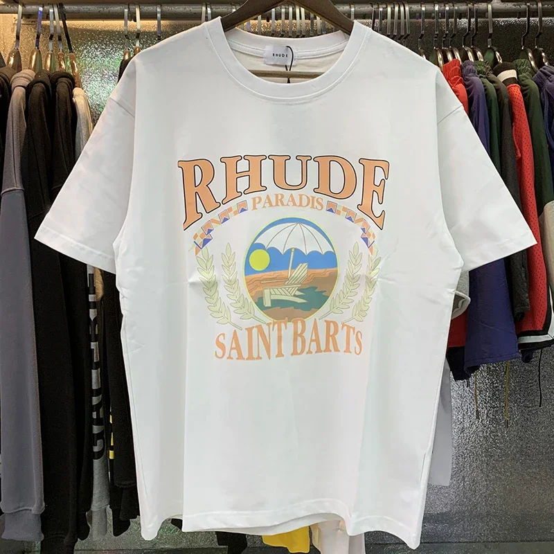 New Summer Round Neck White Rhude Top Printed High Street American Style Men's Women's T-shirt
New Summer Round Neck White Rhude Top Printed High Street American Style Men's Women's T-shirt