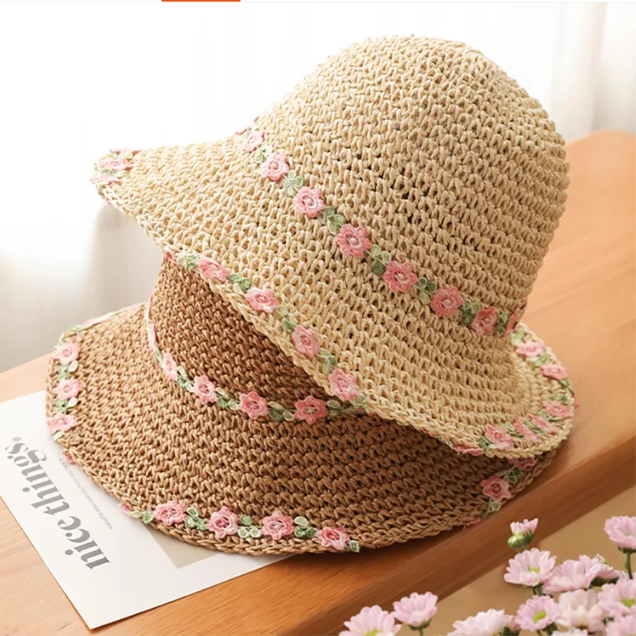 Summer Floral Foldable Woven Sun Bucket Hat for Women Big Brim Straw Hat Travel Fhsherman Cap Fashion Hollow Out Holiday Panama
Summer Floral Foldable Woven Sun Bucket Hat for Women Big Brim Straw Hat Travel Fhsherman Cap Fashion Hollow Out Holiday Panama