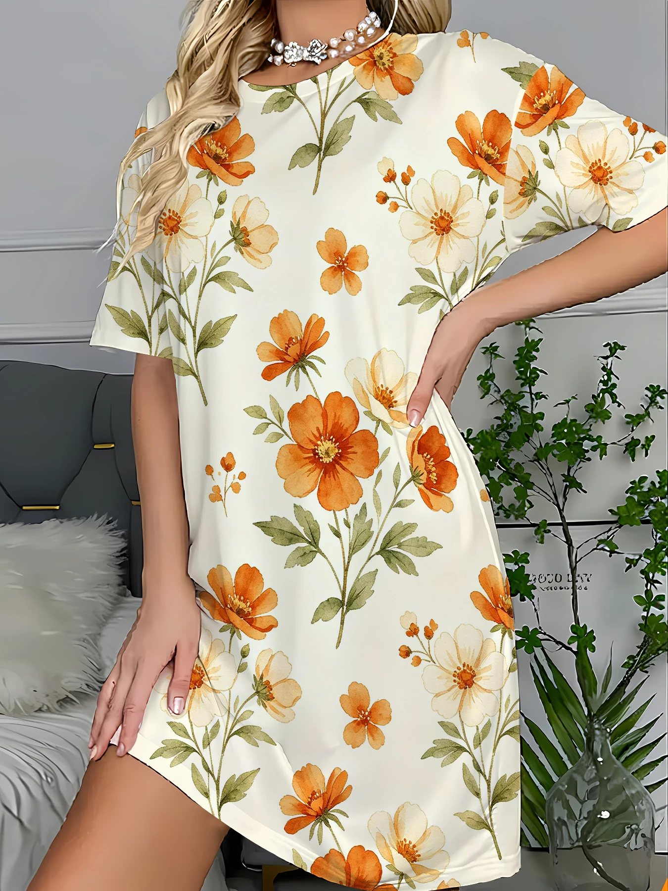 Oversized Sleep T-Shirt Dress Women All-Over Print Knit Homewear Nightgown
Oversized Sleep T-Shirt Dress Women All-Over Print Knit Homewear Nightgown