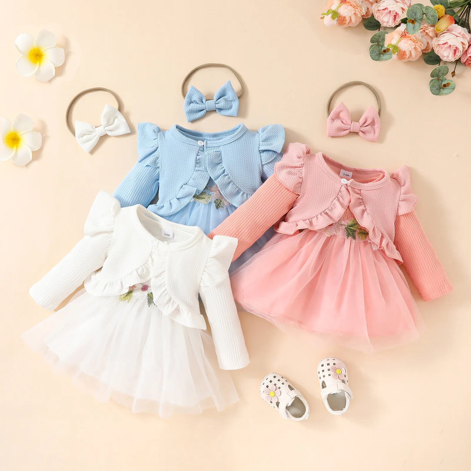 Infant Baby Girls Spring Fall Clothes Outfits Sleeveless Ruffled Short Collar Tops Coat Long Sleeved Mesh Applique Dress Wear
Infant Baby Girls Spring Fall Clothes Outfits Sleeveless Ruffled Short Collar Tops Coat Long Sleeved Mesh Applique Dress Wear