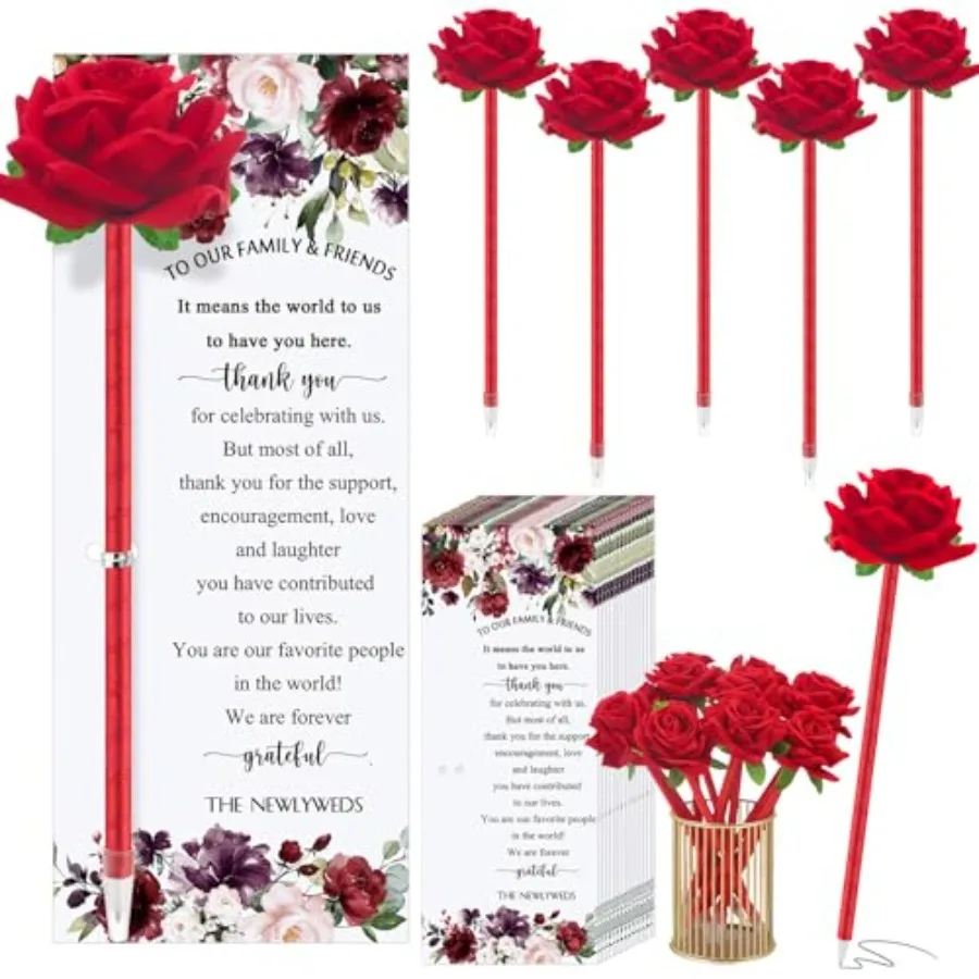 36 Set Wedding Favors Pens for Guests Bulk - Artificial Rose Flower Pen Thank You Cards with Twine Ballpoint Pen Black Ink for
36 Set Wedding Favors Pens for Guests Bulk - Artificial Rose Flower Pen Thank You Cards with Twine Ballpoint Pen Black Ink for