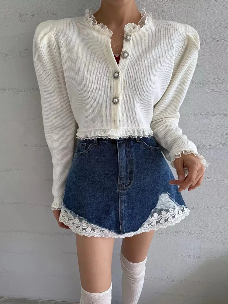 Dongda Gate Vintage Floral Lace Collar Pearl Button Slimming Knitted Open Cardigan Women's Faion Commute Sle Long Sve
Dongda Gate Vintage Floral Lace Collar Pearl Button Slimming Knitted Open Cardigan Women's Faion Commute Sle Long Sve