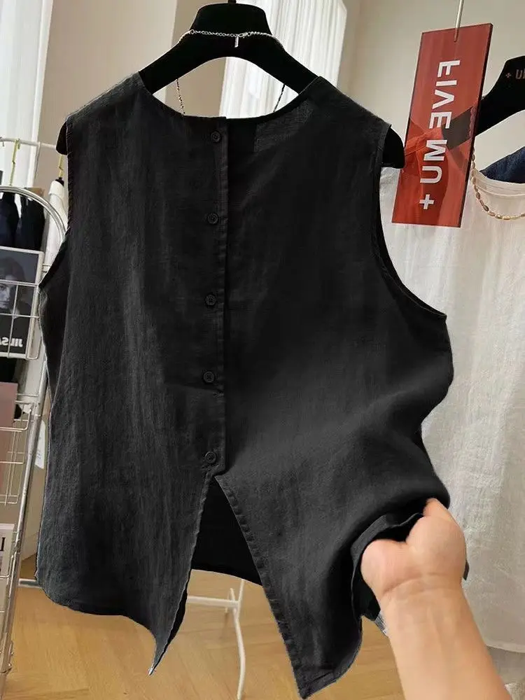 Cotton and Linen Round Neck Summer Thin Vest Loose Literary Versatile Shirt Sleeveless Top Small Vests Black Blue White Cardigan
Cotton and Linen Round Neck Summer Thin Vest Loose Literary Versatile Shirt Sleeveless Top Small Vests Black Blue White Cardigan