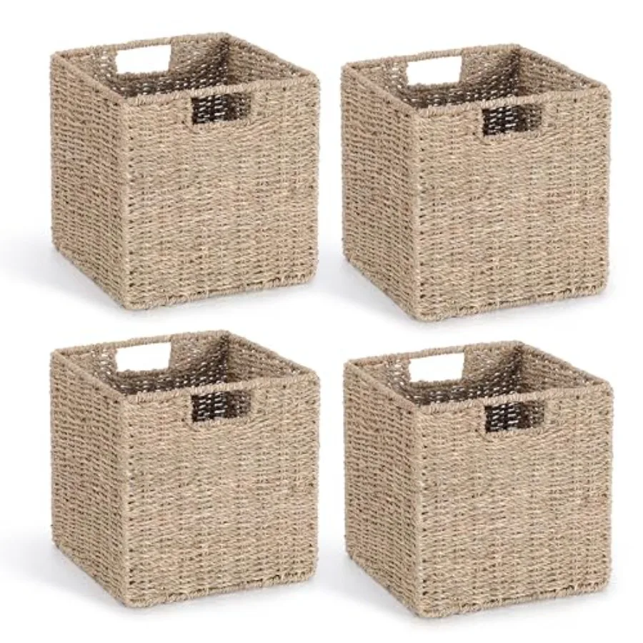 10.5 x 10.5in Storage Baskets Set of 4, Cube Foldable Woven Storage Baskets for Shelves, Decorative Shelf Basket
10.5 x 10.5in Storage Baskets Set of 4, Cube Foldable Woven Storage Baskets for Shelves, Decorative Shelf Basket