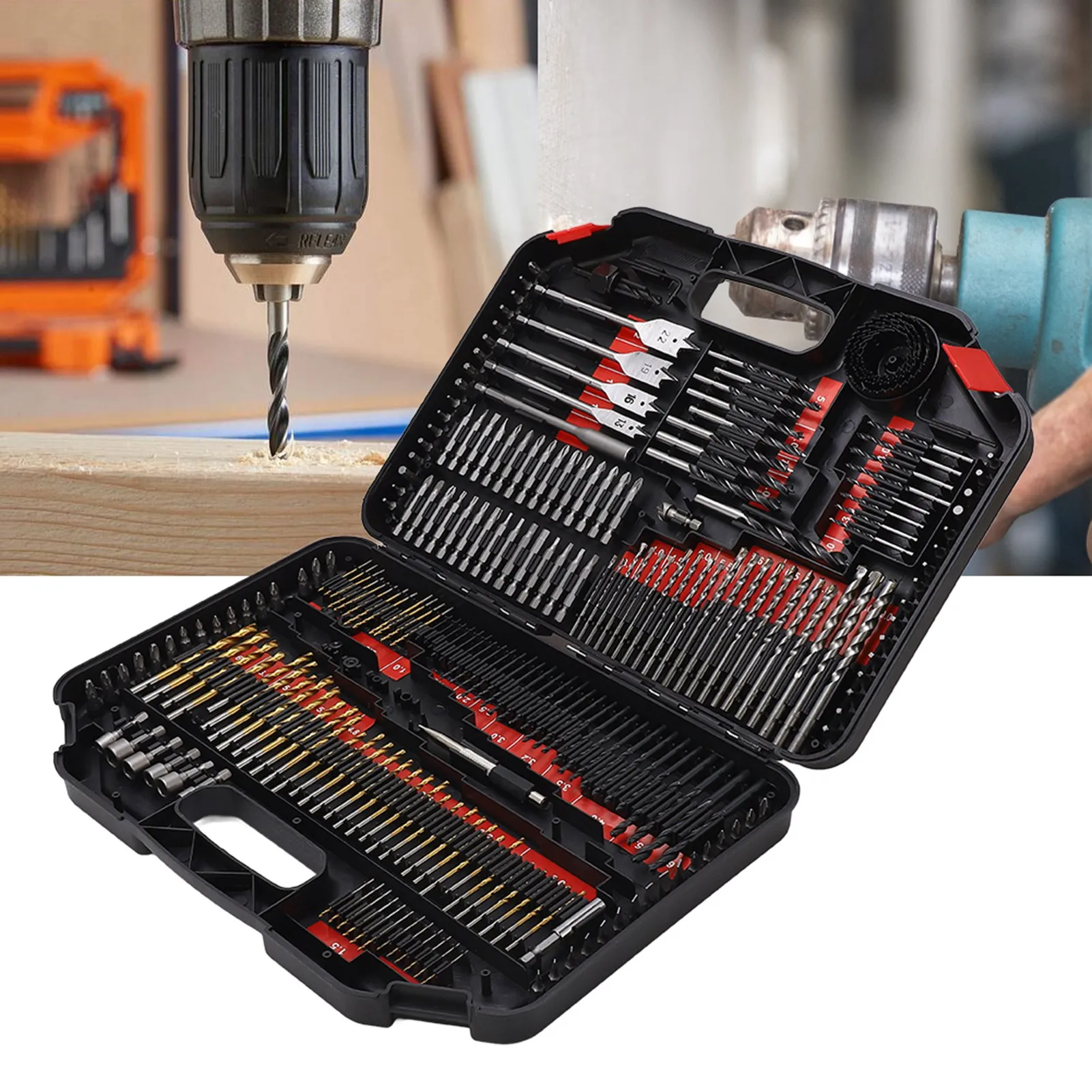 Multifunctional Combination Drill Bit Screw Bits Set Kit with Black Plastic Box Combination Drill Bit Set
Multifunctional Combination Drill Bit Screw Bits Set Kit with Black Plastic Box Combination Drill Bit Set