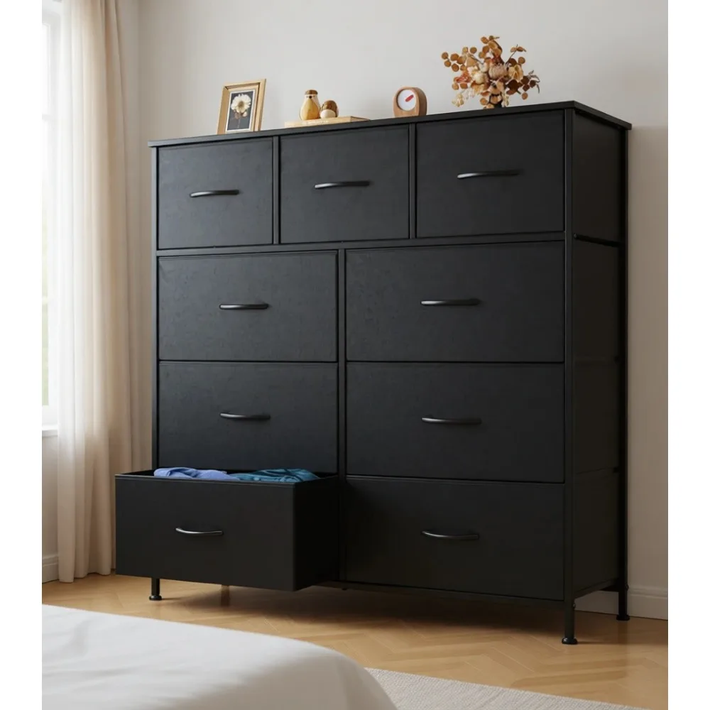 Nine Drawer Fabric Dresser with Wood Top Wide Storage Chest for Bedroom Closet Living Room Hallway Carbon Black
Nine Drawer Fabric Dresser with Wood Top Wide Storage Chest for Bedroom Closet Living Room Hallway Carbon Black