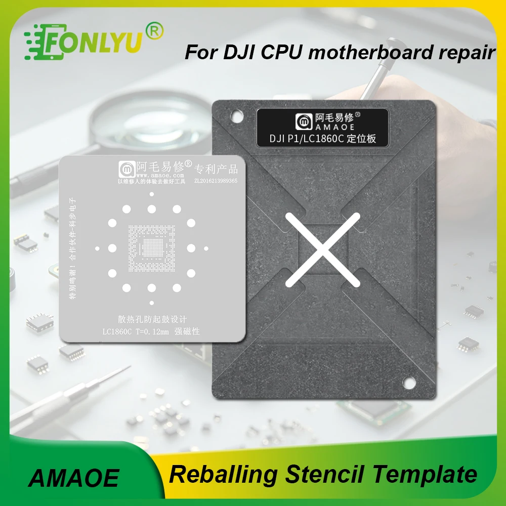 AMAOE CPU Reballing Stencil Template Station for DJI H3 N050BA H6 E2B LC1860C P1 IC Chip Rework Motherboard Repair Tools
AMAOE CPU Reballing Stencil Template Station for DJI H3 N050BA H6 E2B LC1860C P1 IC Chip Rework Motherboard Repair Tools