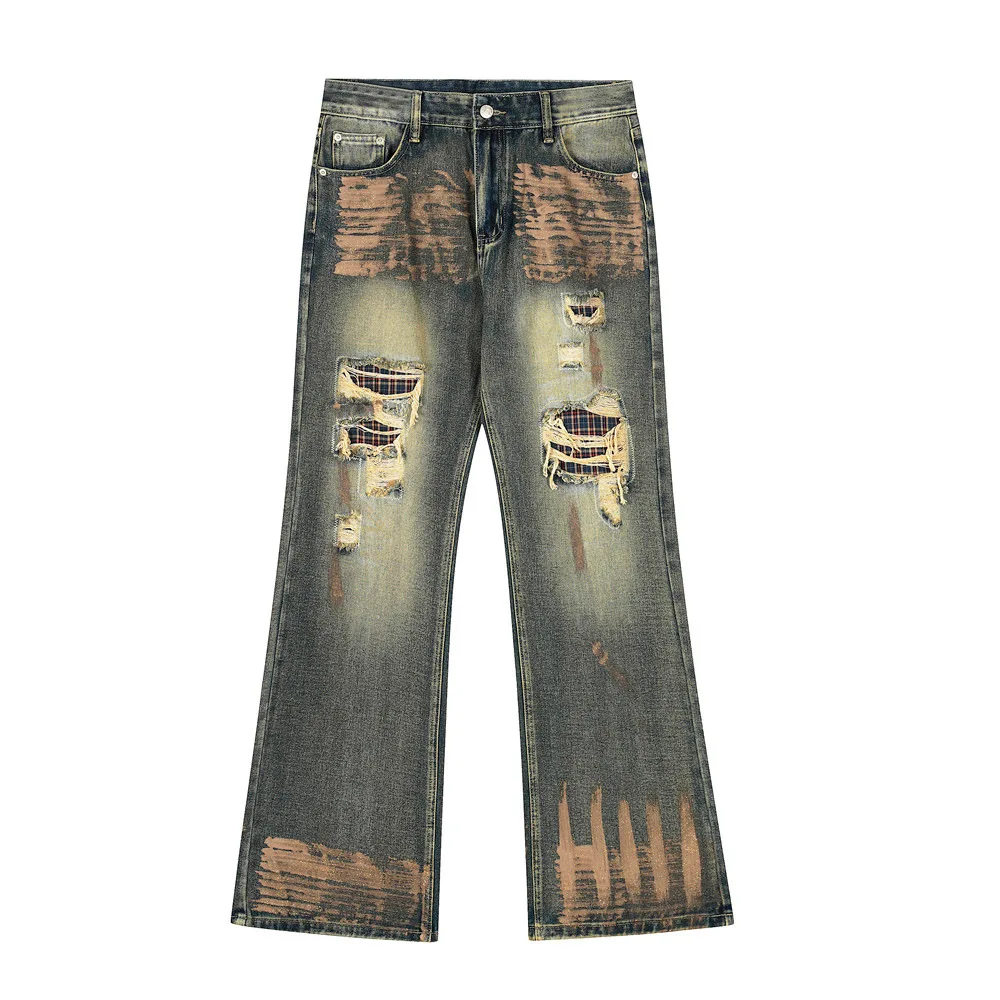 Vintage Washed Ripped Denim Flared Pants Men Trendy Hip Hop Y2k Slim Fit Wide Leg Skater Jeans Splashed Ink Streetwear
Vintage Washed Ripped Denim Flared Pants Men Trendy Hip Hop Y2k Slim Fit Wide Leg Skater Jeans Splashed Ink Streetwear