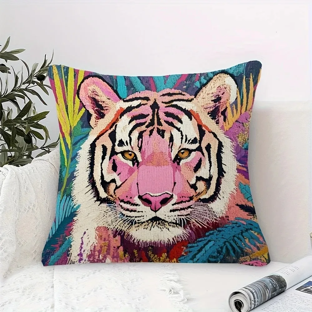 Pink Tiger Pillowcase Peach Skin 2D Flat Printed Pop Art Animal Cushion Cover Vibrant Couch Bedroom Exotic Home Decoration
Pink Tiger Pillowcase Peach Skin 2D Flat Printed Pop Art Animal Cushion Cover Vibrant Couch Bedroom Exotic Home Decoration