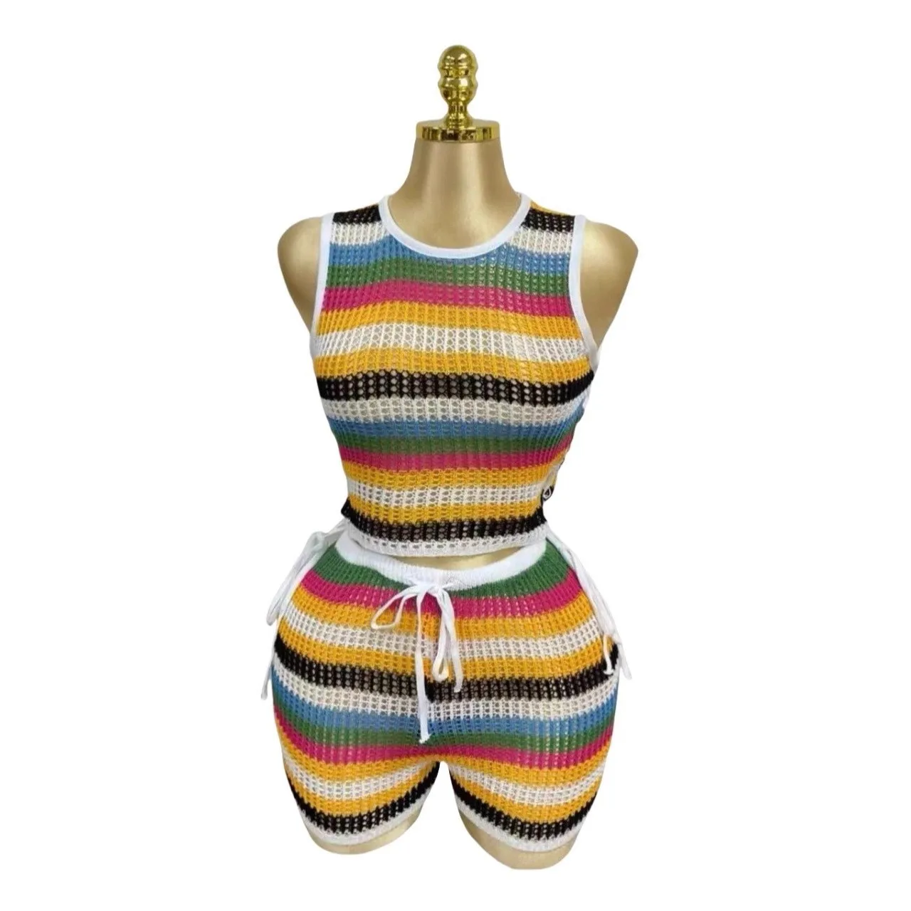 Vintage Knit Ribbed Striped Women's Sets Sleeveless Tank Tops and Shorts Suit 2025 Summer Active Two 2 Piece Set Outfit
Vintage Knit Ribbed Striped Women's Sets Sleeveless Tank Tops and Shorts Suit 2025 Summer Active Two 2 Piece Set Outfit
