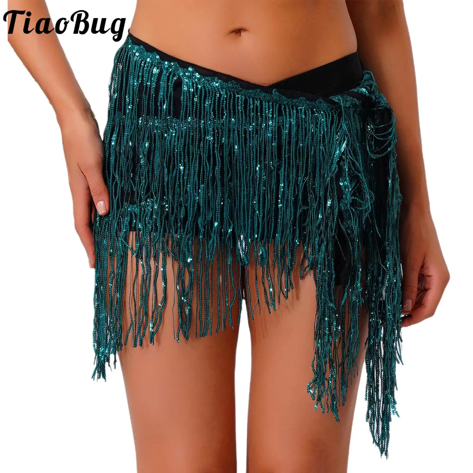 Women Glittery Sequin Belly Dance Hip Scarf Shiny Tassel Fringed Lace-up Waist Chain Skirt for Folk Latin Dance Belly Dancewear
Women Glittery Sequin Belly Dance Hip Scarf Shiny Tassel Fringed Lace-up Waist Chain Skirt for Folk Latin Dance Belly Dancewear