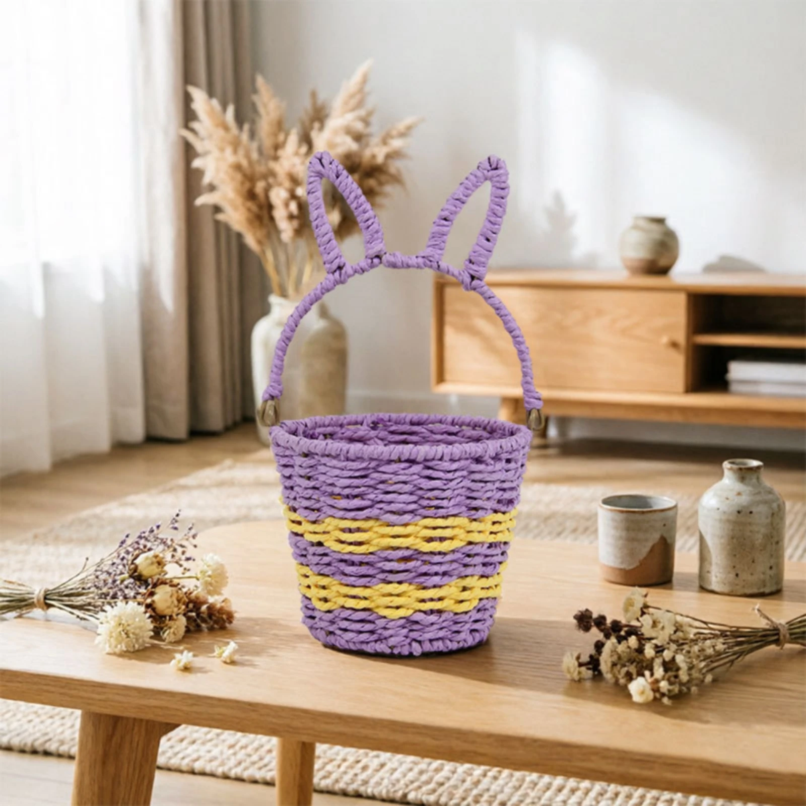 Bunny-Ear Basket Tapered Cylindrical Paper Rope Basket Household Storage Side Loops Sturdy Handle
Bunny-Ear Basket Tapered Cylindrical Paper Rope Basket Household Storage Side Loops Sturdy Handle