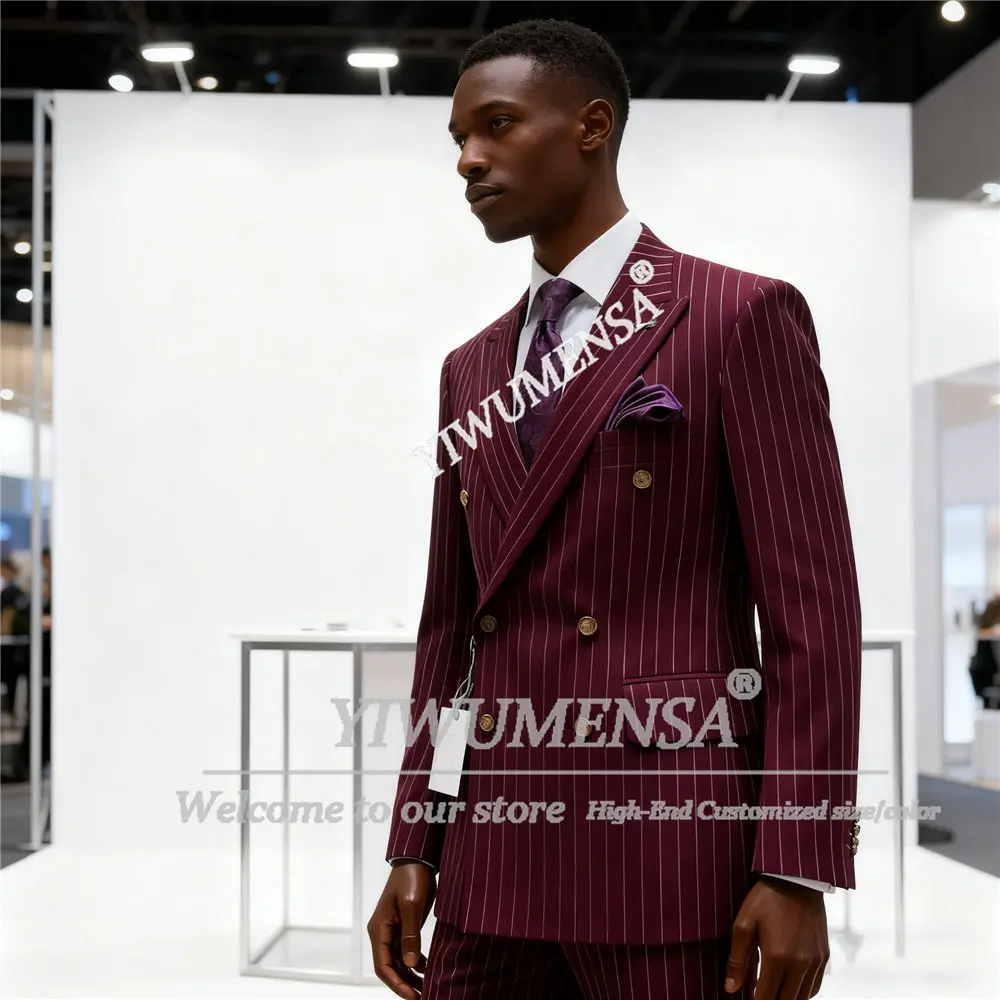 Classic Vertical Pinstripe Suits Men 2 Pieces Sets Double Breasted Prom Blazers Customized Man Business Party Tuxedos Outfits
Classic Vertical Pinstripe Suits Men 2 Pieces Sets Double Breasted Prom Blazers Customized Man Business Party Tuxedos Outfits