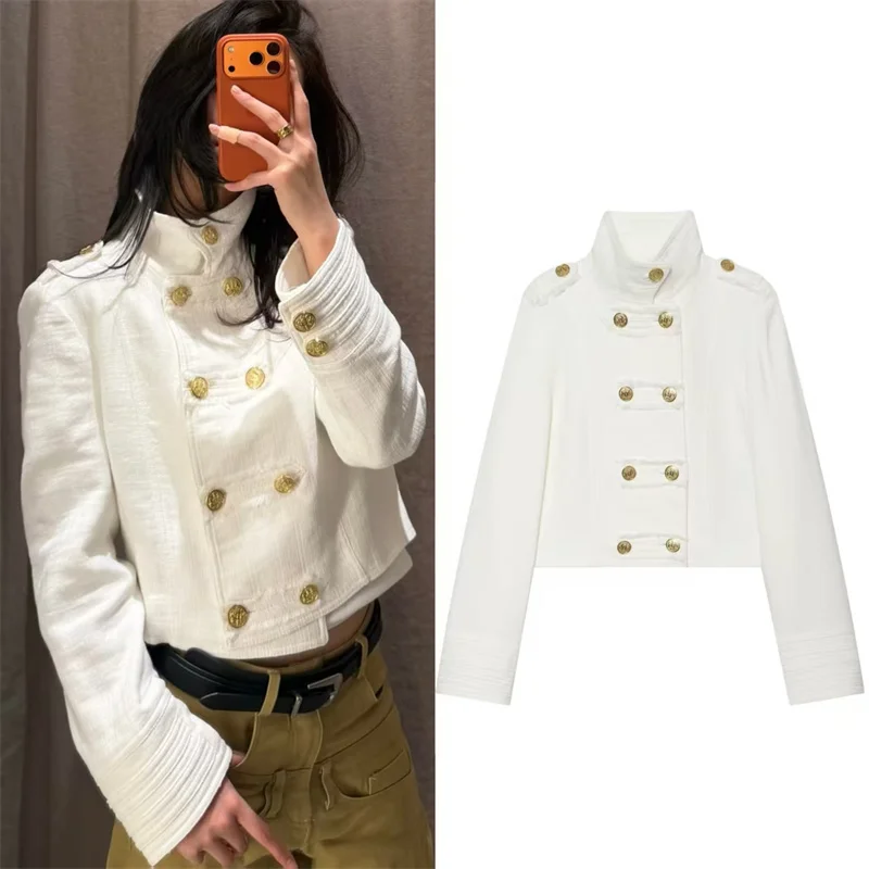 2026 Summer New Style Women's Jacket White Long-Sleeve Jacket with Gold Button Decoration Knight Style Jacket Fashionable
2026 Summer New Style Women's Jacket White Long-Sleeve Jacket with Gold Button Decoration Knight Style Jacket Fashionable