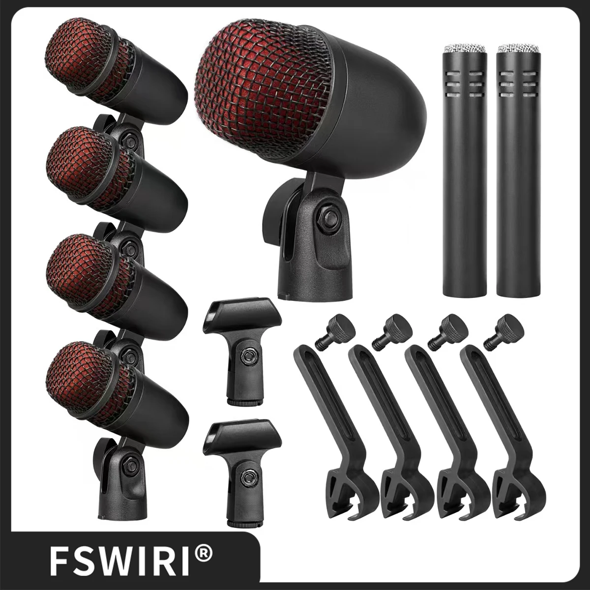 Instrument Microphone 7-Piece Wired Drum Mic Kit Dynamic Kick Bass Tom/Snare Cymbals Use For Drums Vocal Band DJ Stage Inst
Instrument Microphone 7-Piece Wired Drum Mic Kit Dynamic Kick Bass Tom/Snare Cymbals Use For Drums Vocal Band DJ Stage Inst