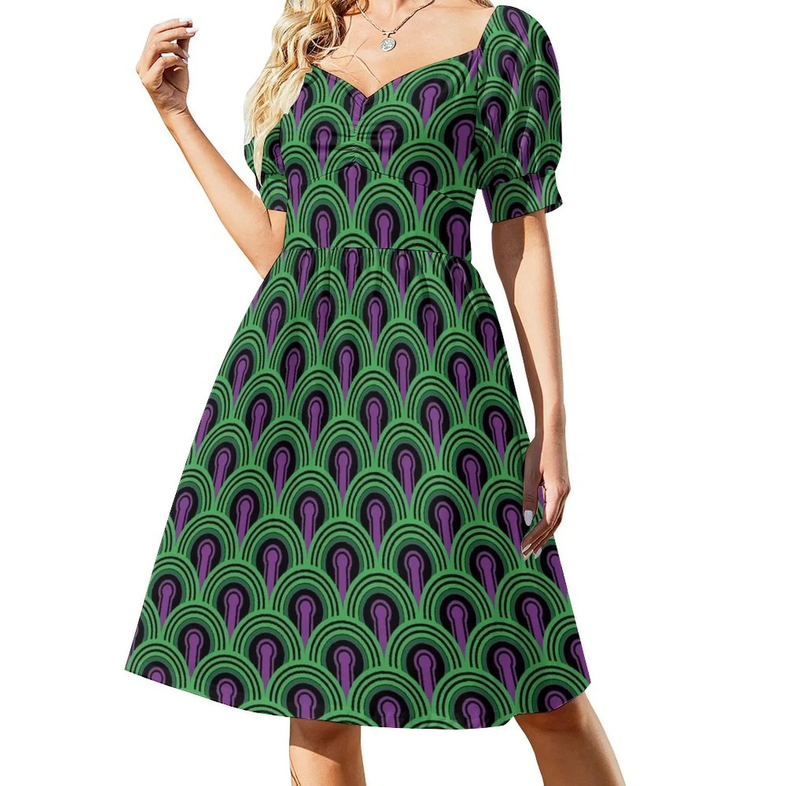 Geometric Pattern: Keyhole Arch: Purple/Green Short-Sleeved Dress Woman clothes dresses for womens
Geometric Pattern: Keyhole Arch: Purple/Green Short-Sleeved Dress Woman clothes dresses for womens