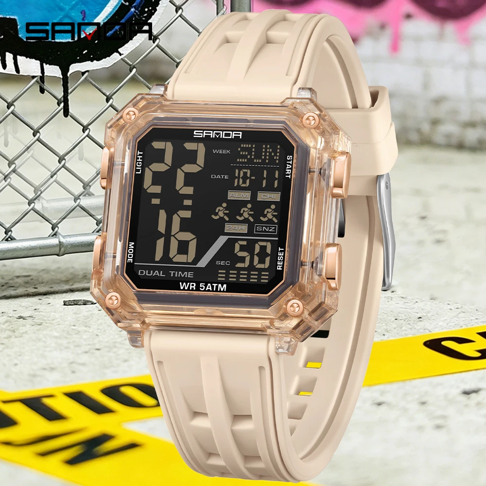 SANDA 6373 Square Transparent Timing Electronic Men's Watch Student Alarm Clock Multi functional Waterproof Sports Watch
SANDA 6373 Square Transparent Timing Electronic Men's Watch Student Alarm Clock Multi functional Waterproof Sports Watch