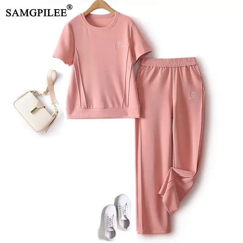 Nordic Style Summer Women's Tracksuit Space Cotton Sweater Embroidery Tops Wide Leg Trousers Sport Style Two Piece Set For Women
Nordic Style Summer Women's Tracksuit Space Cotton Sweater Embroidery Tops Wide Leg Trousers Sport Style Two Piece Set For Women
