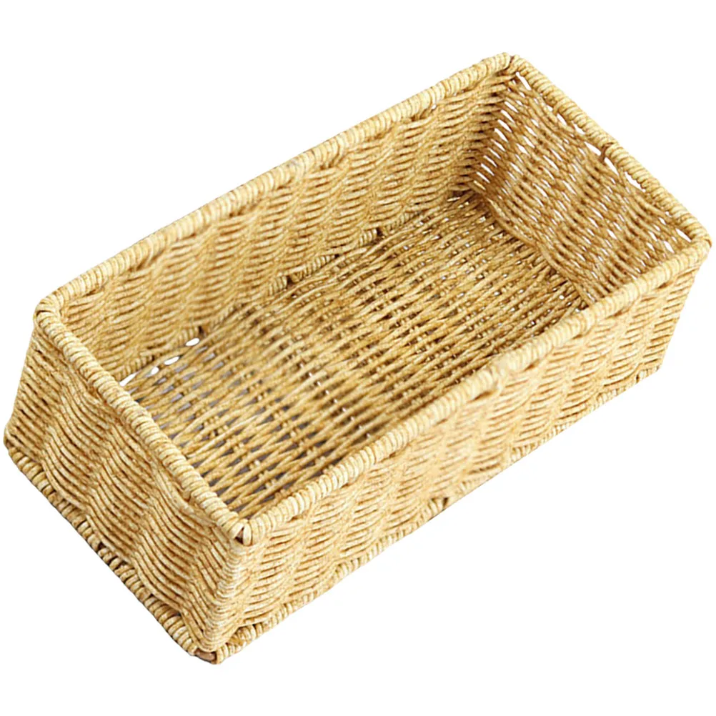 Kitchen Storage Basket Coffee 27x13x9cm Large Capacity Fruits Candy Food Bread Snacks Spoon Fork Holder Imitation Rattan
Kitchen Storage Basket Coffee 27x13x9cm Large Capacity Fruits Candy Food Bread Snacks Spoon Fork Holder Imitation Rattan
