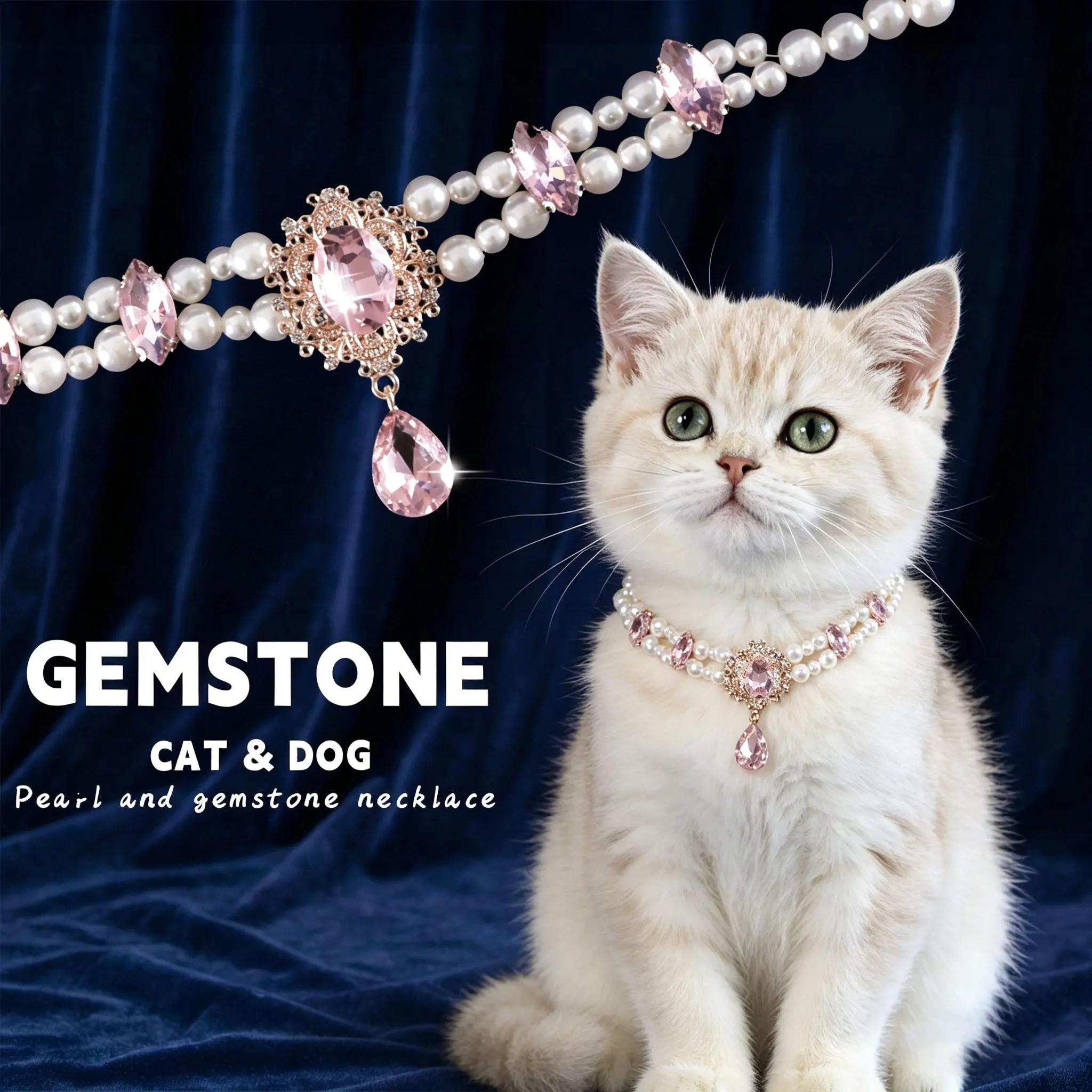 Luxury Gemstone Pearl Dog Cat Collar Necklace Fashion Pet Jewelry Accessories Puppy Diamond Collar for Small Medium Dogs
Luxury Gemstone Pearl Dog Cat Collar Necklace Fashion Pet Jewelry Accessories Puppy Diamond Collar for Small Medium Dogs