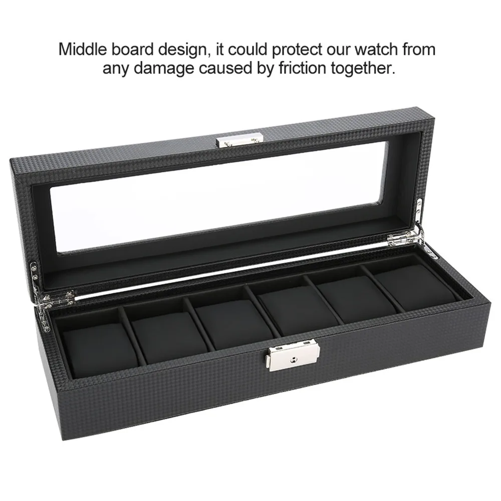Durable Carbon Fiber Watch Box Leather Black Display Case Woven Pattern 6-Slot Jewelry Box Home
Durable Carbon Fiber Watch Box Leather Black Display Case Woven Pattern 6-Slot Jewelry Box Home