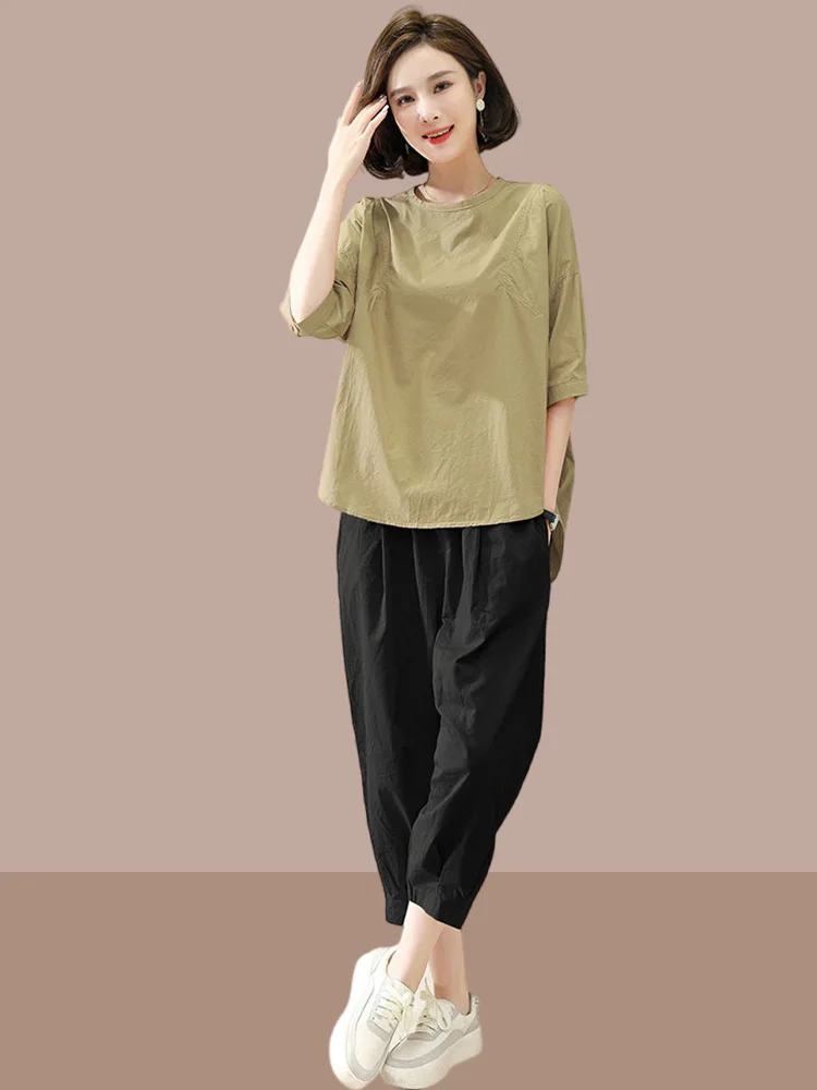 Fashionable plus Size Women's Summer Outfit Conceals Belly Flattering Mommy Clothes Young And Stylish Set Complete Ensemble
Fashionable plus Size Women's Summer Outfit Conceals Belly Flattering Mommy Clothes Young And Stylish Set Complete Ensemble