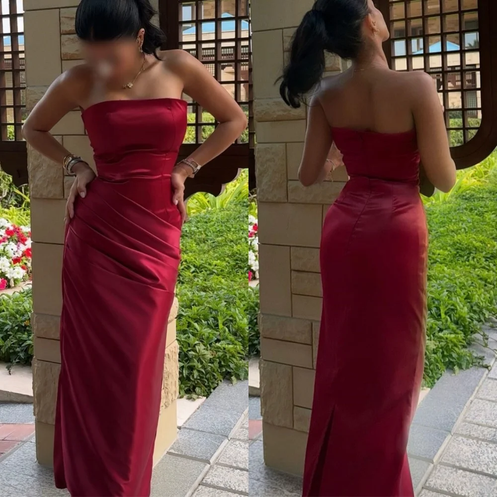 Customized Fashion Rose red Satin Evening Dress Graceful Strapless Sleeveless Zipper Back Mermaid Special Occasion Gowns
Customized Fashion Rose red Satin Evening Dress Graceful Strapless Sleeveless Zipper Back Mermaid Special Occasion Gowns